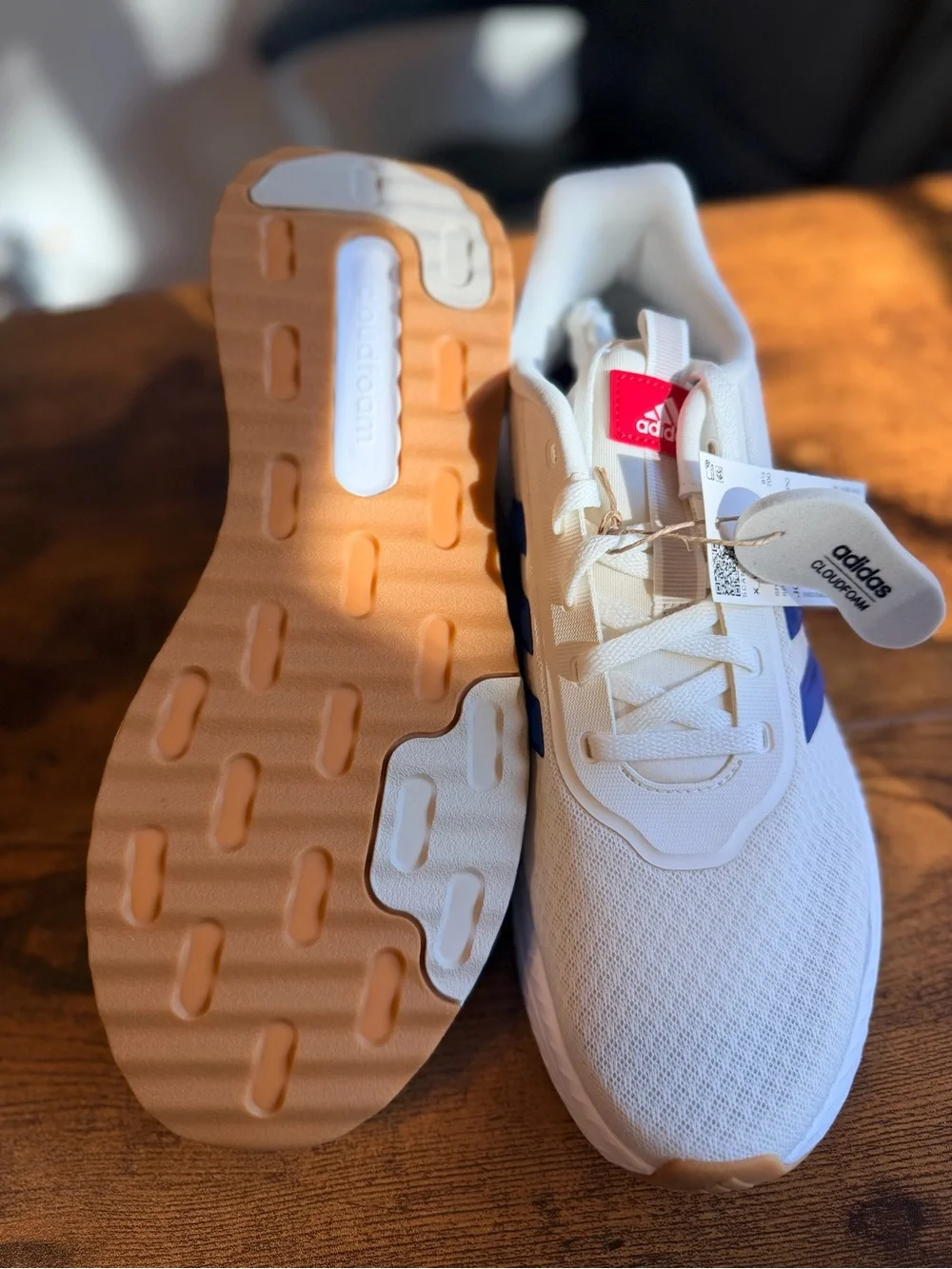 Adidas White & Blue Running Shoes 9M/10W